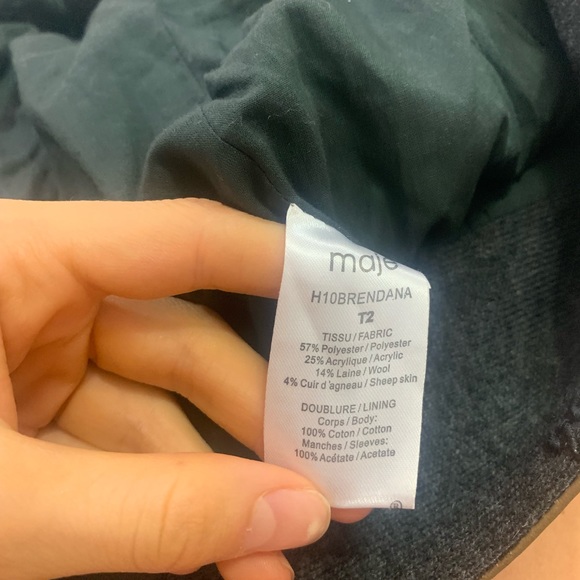 Maje wool faux leather trim jacket - Picture 5 of 6